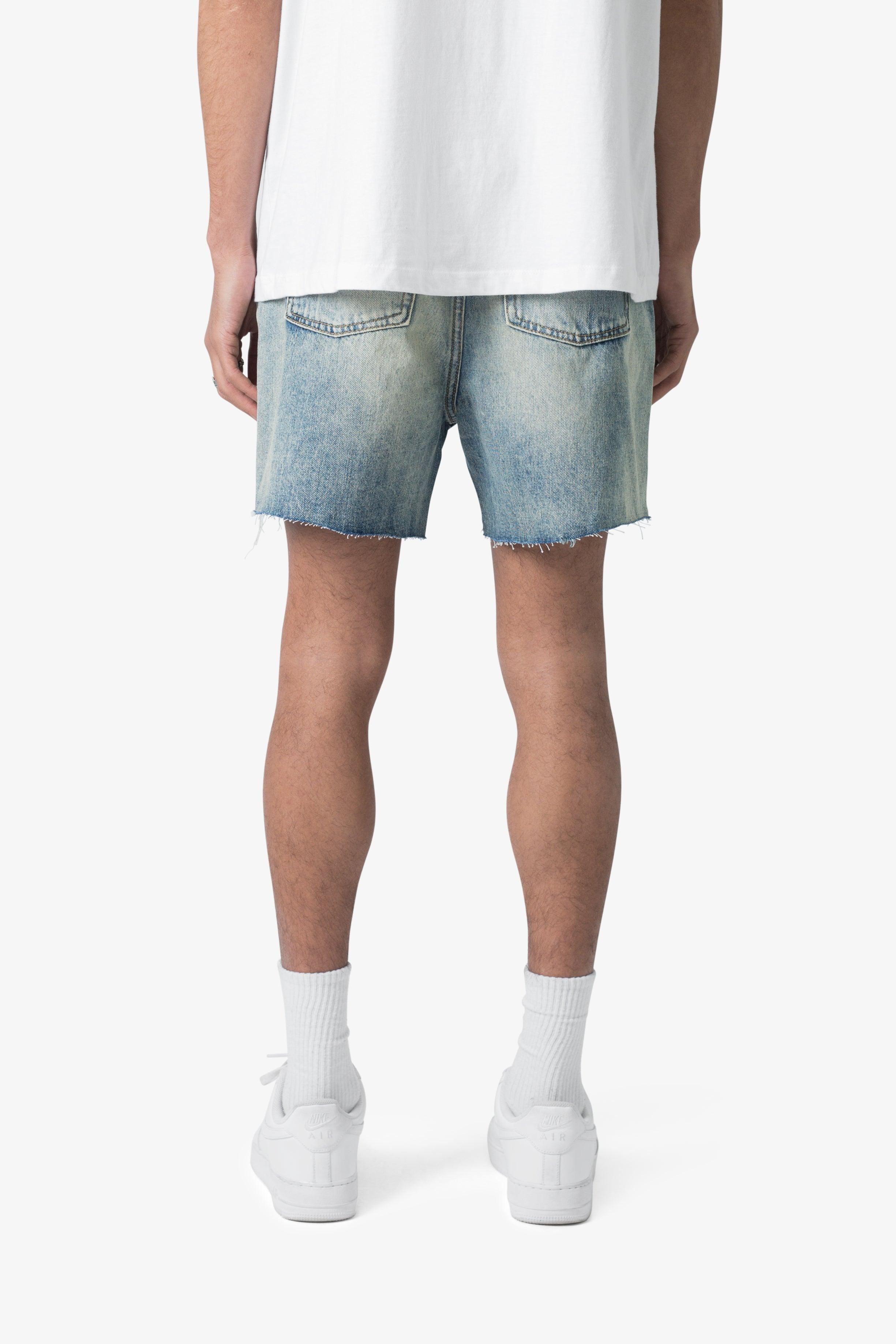 Cut Off Denim Shorts - Blue Product Image