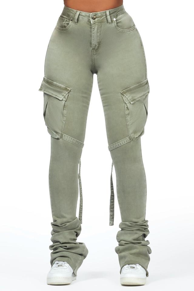 Caitlin Olive Cargo Super Stacked Jean Female Product Image