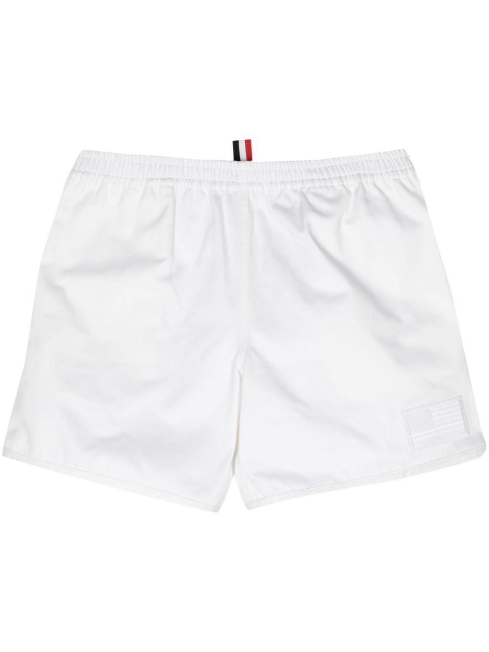 THOM BROWNE Elasticated-waist Cotton Shorts In White Product Image