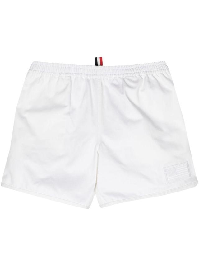 THOM BROWNE Elasticated-waist Cotton Shorts In White Product Image