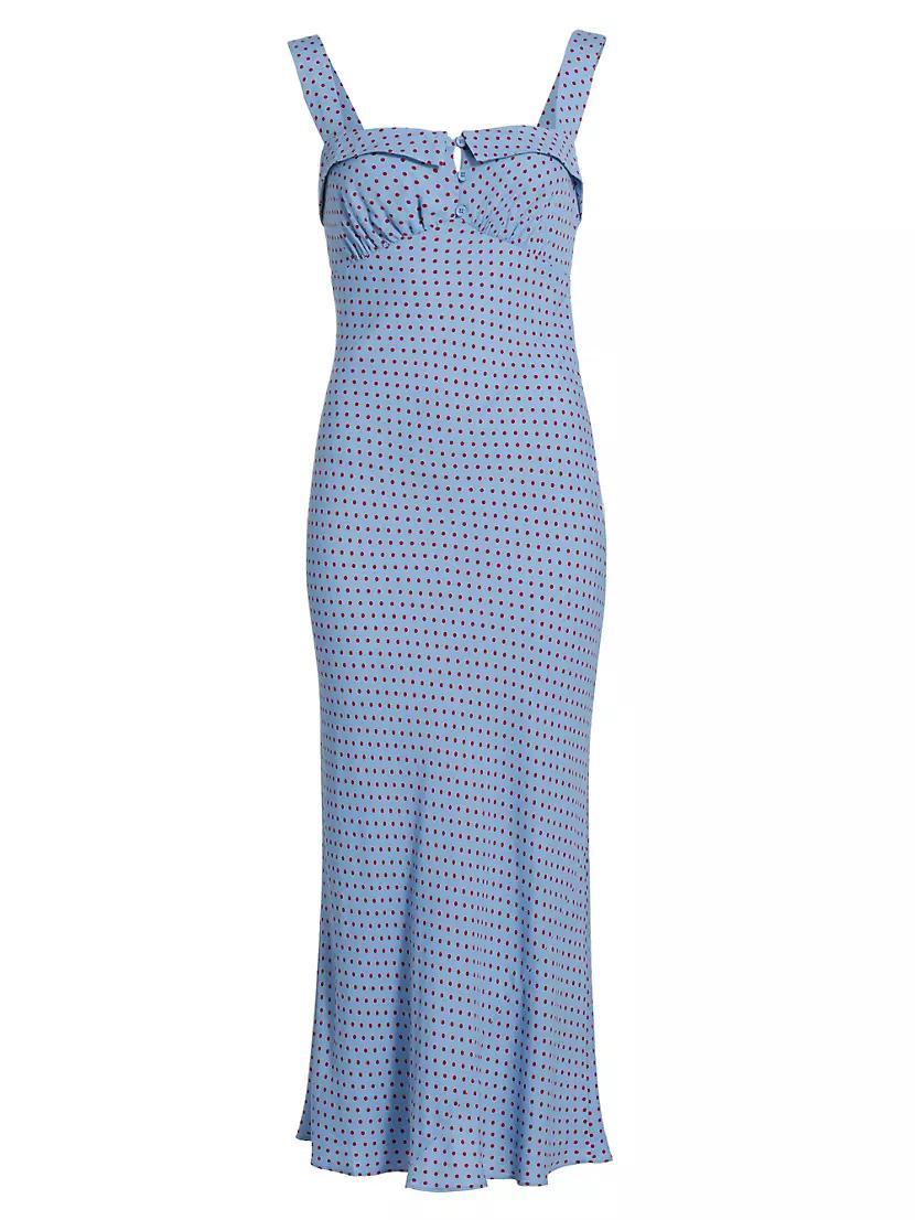 Tancy Polka Dot Linen Sleeveless Midi-Dress Product Image