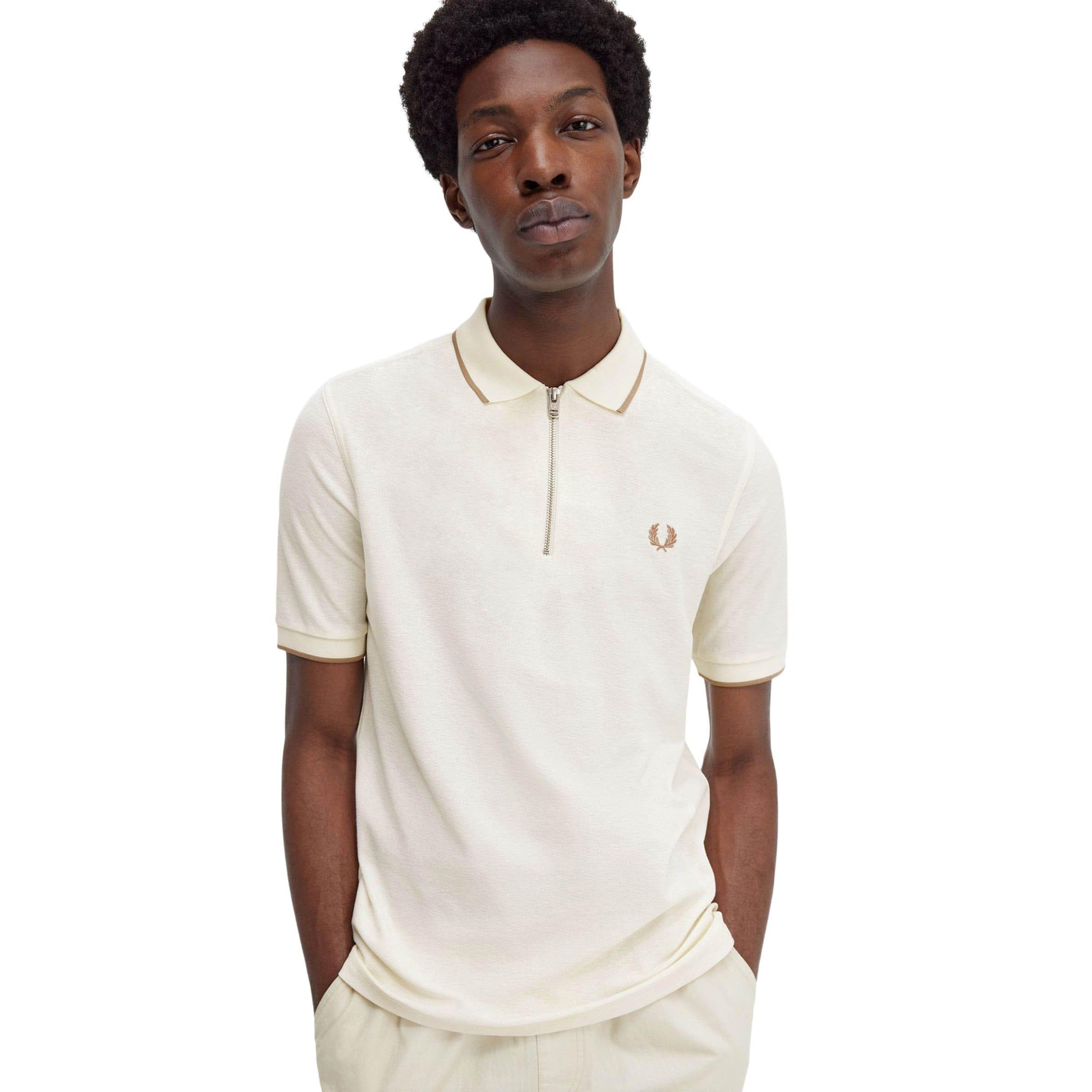 CREPE PIQUE ZIP NECK POLO SHRT Product Image