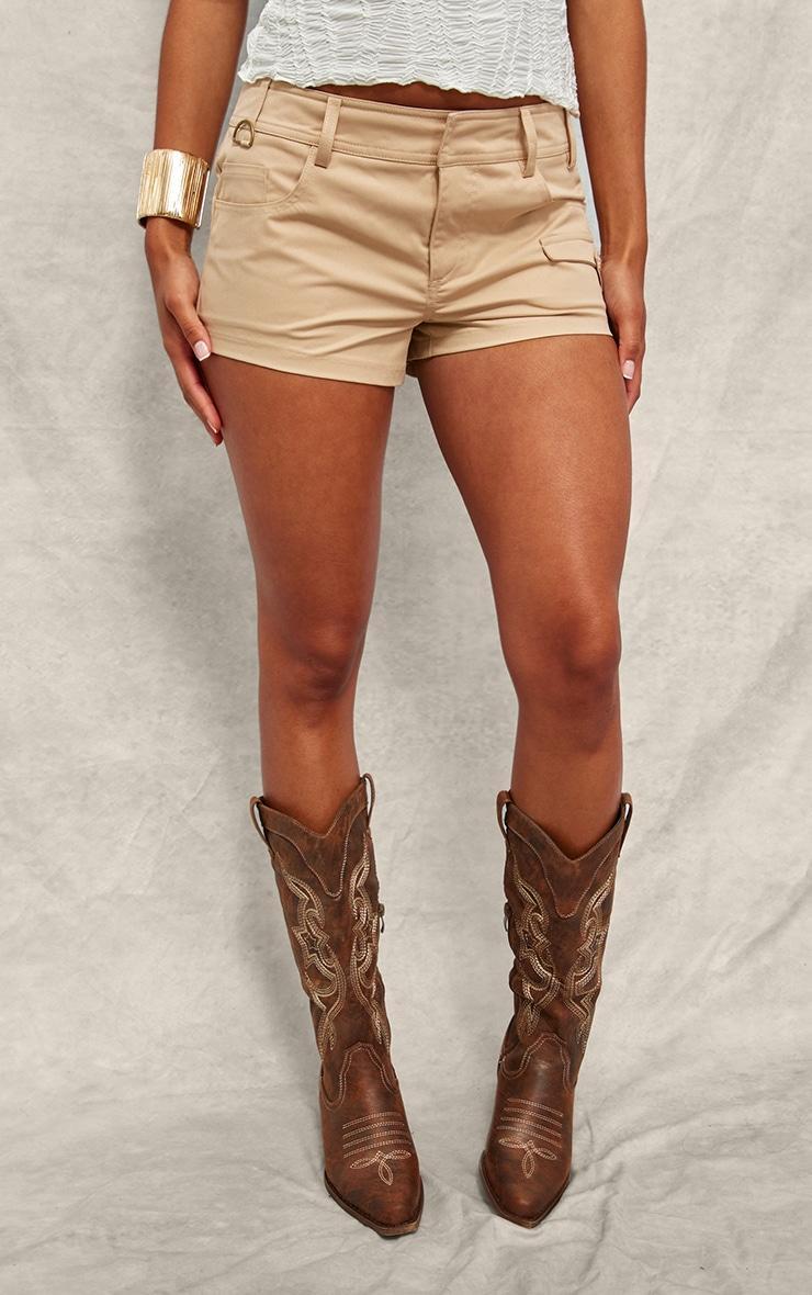 Nude Twill Low Waist Cargo Shorts Product Image