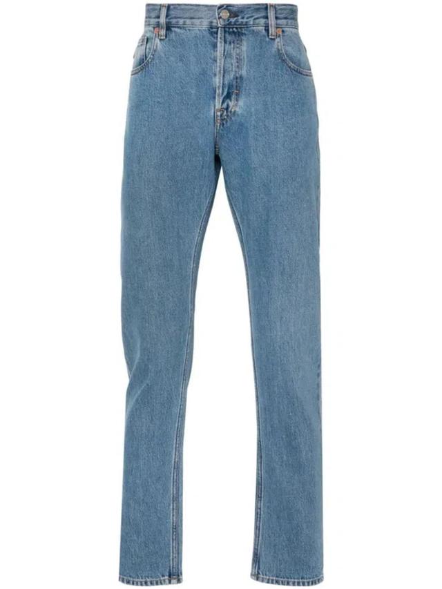 GUCCI Web-stripe Tapered Jeans In Clear Blue Product Image