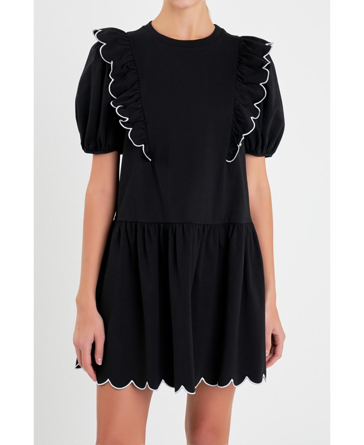 English Factory Scallop Edge Ruffle Knit Minidress Product Image