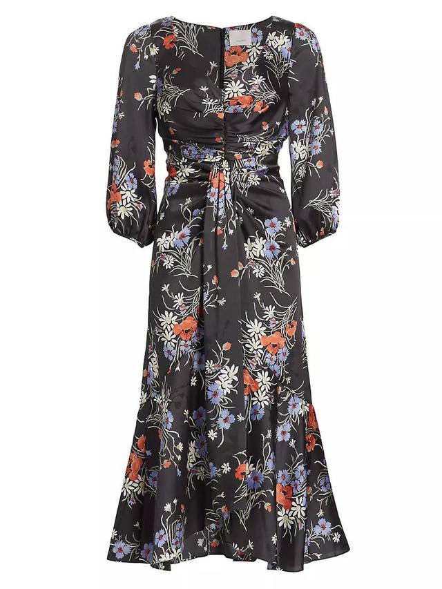 Walker Satin Floral Midi-Dress Product Image