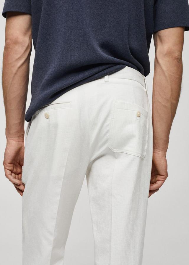 MANGO MAN - Slim fit trousers with pleated texture off whiteMen Product Image