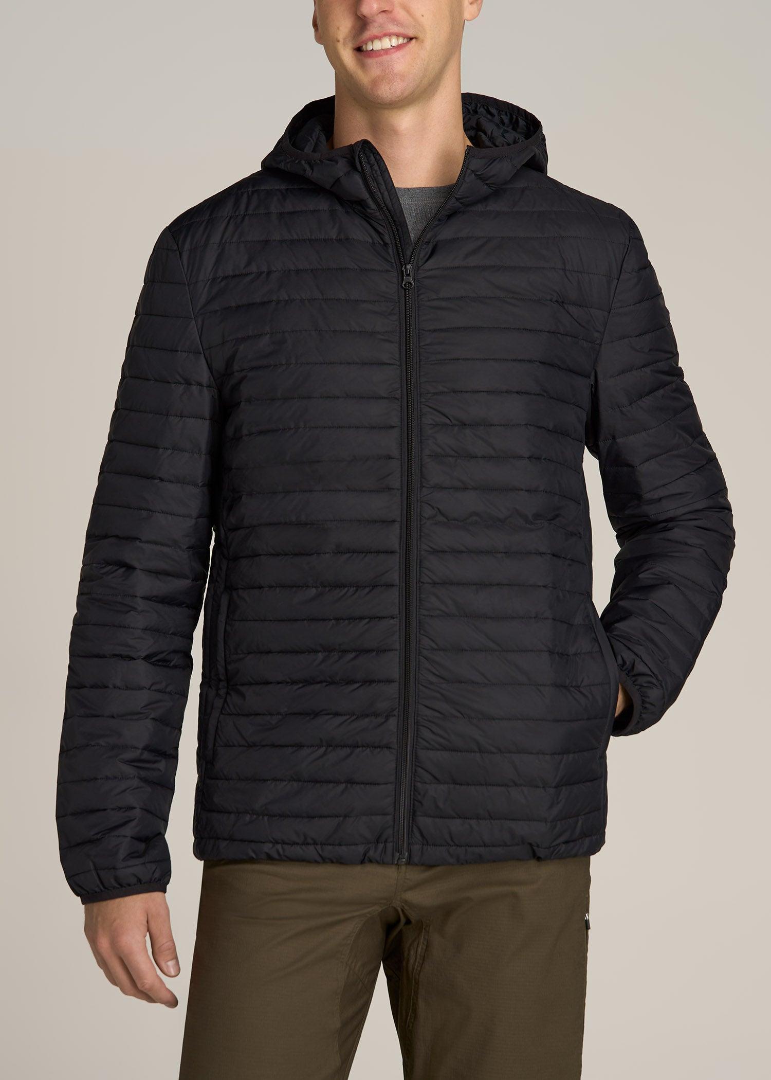 Tall Men's Packable Puffer Jacket in Black Male Product Image