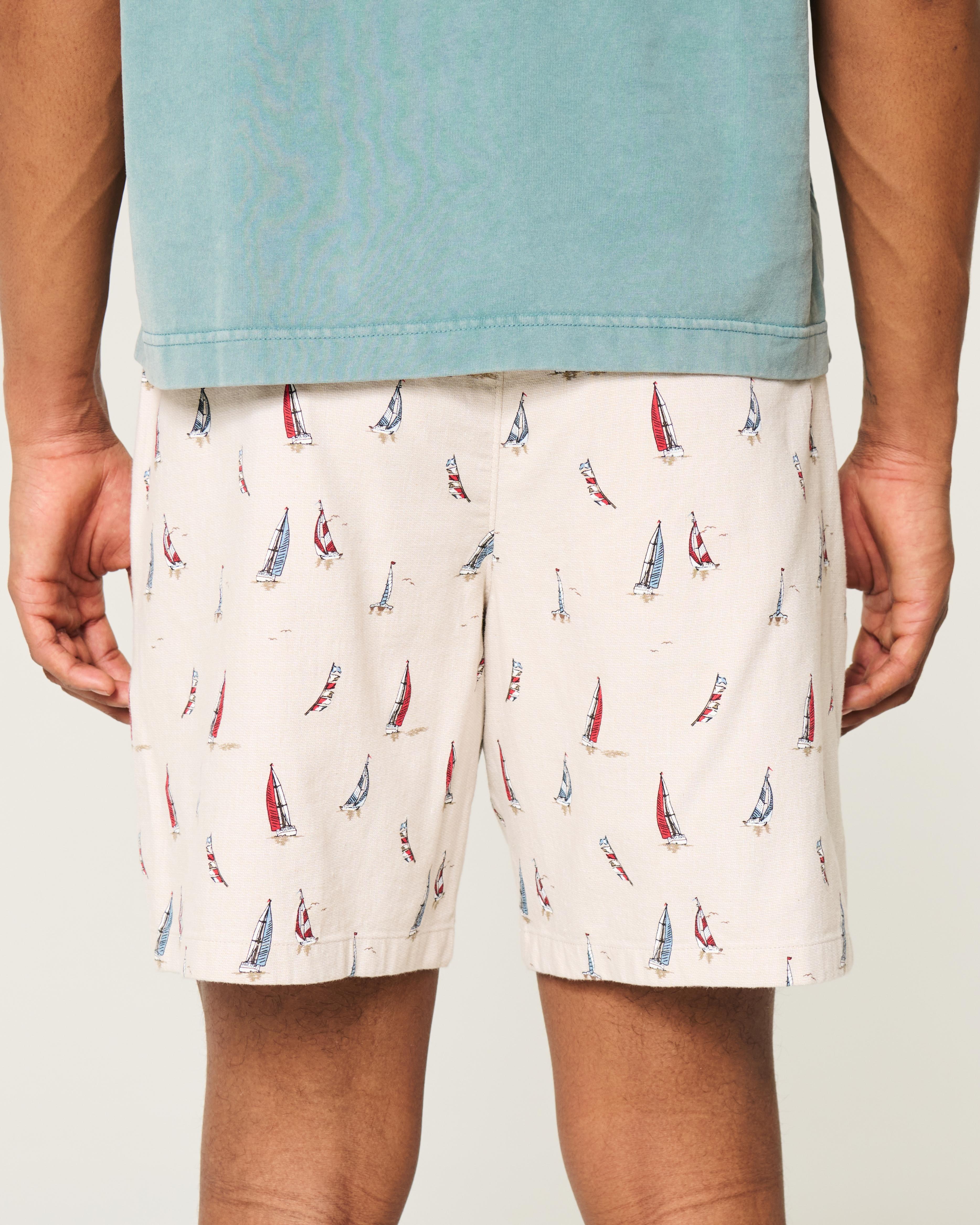 Above-the-Knee Crinkle Cotton Shorts Product Image