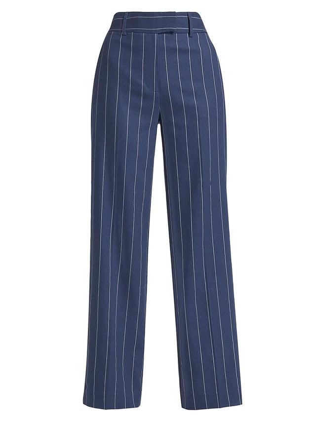 Womens Pinstripe Cotton-Linen Pants Product Image