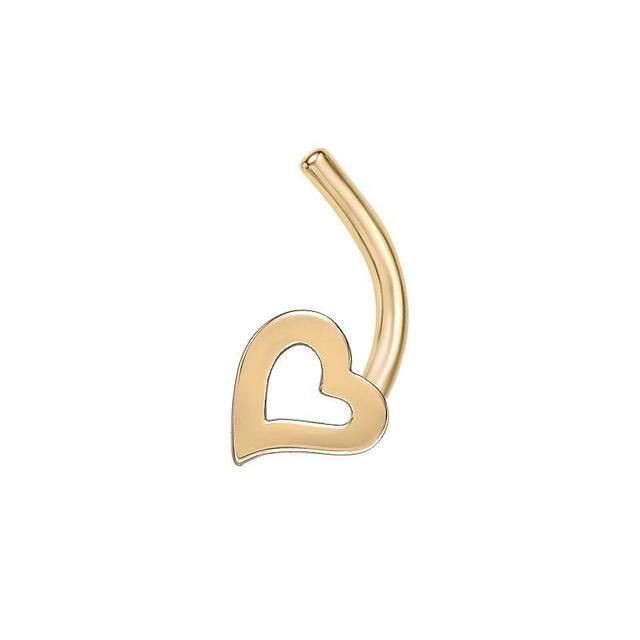 Lila Moon 14k Gold Heart Curved Nose Ring Stud, Womens Product Image