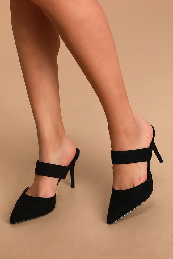 Faire Black Suede Pointed-Toe Mules product image