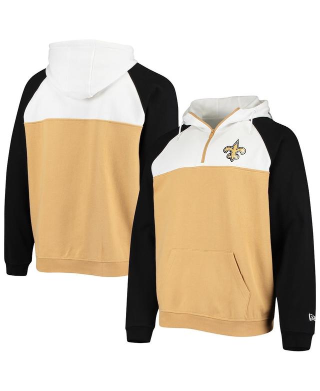 Mens New Era /White New Orleans Saints Gametime Quarter-Zip Hoodie Jacket Product Image