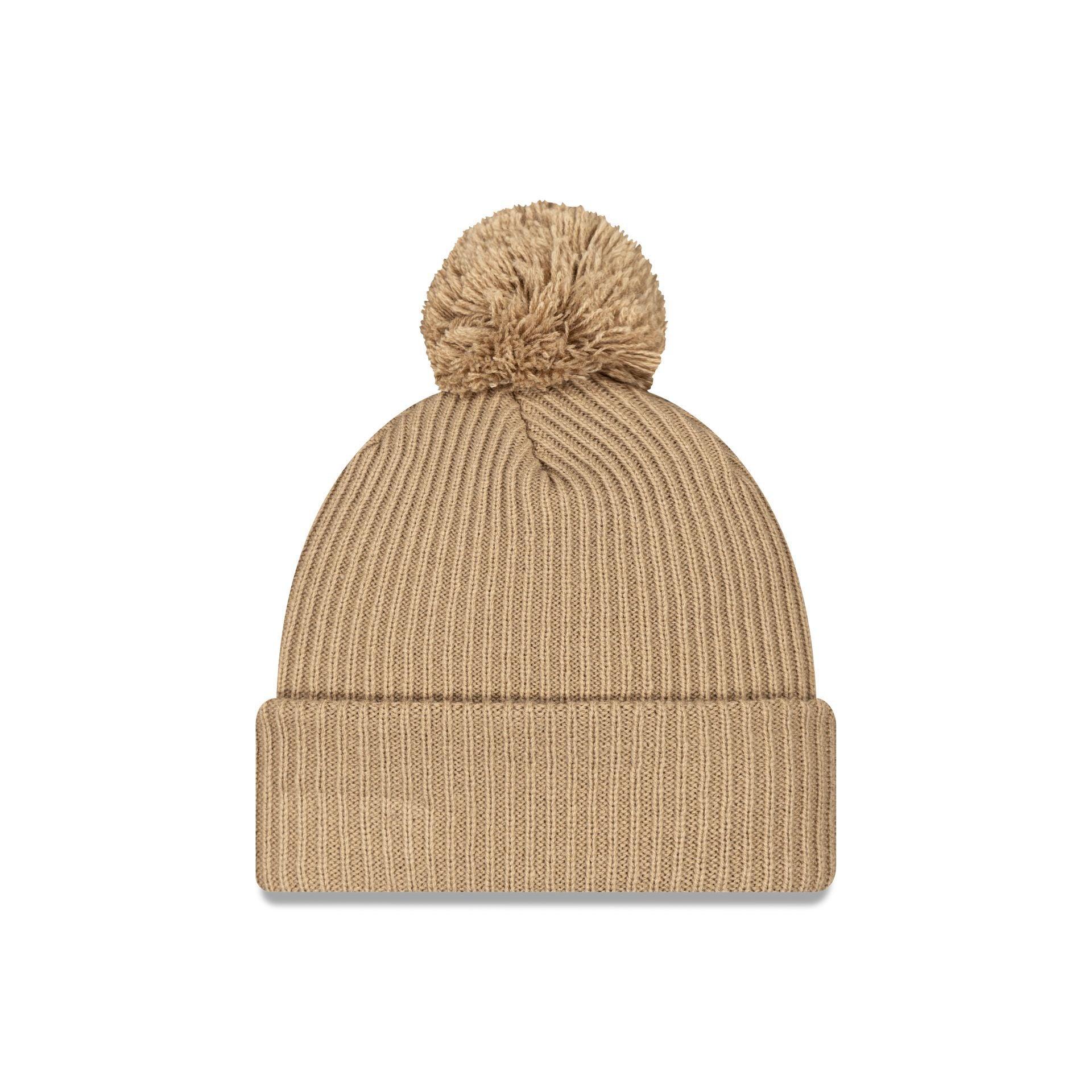 New Era Cap Beige Ribbed Pom Knit Hat Male Product Image