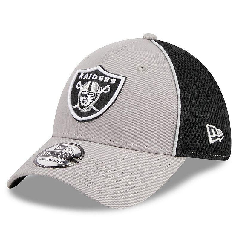 Mens New Era Gray Las Vegas Raiders  Pipe 39THIRTY Flex Hat Product Image