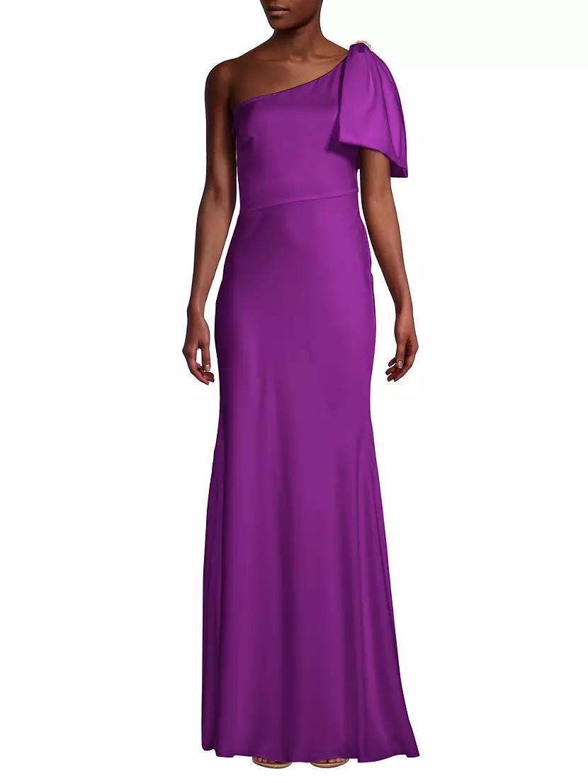 Aubrey Satin One-Shoulder Sheath Gown Product Image