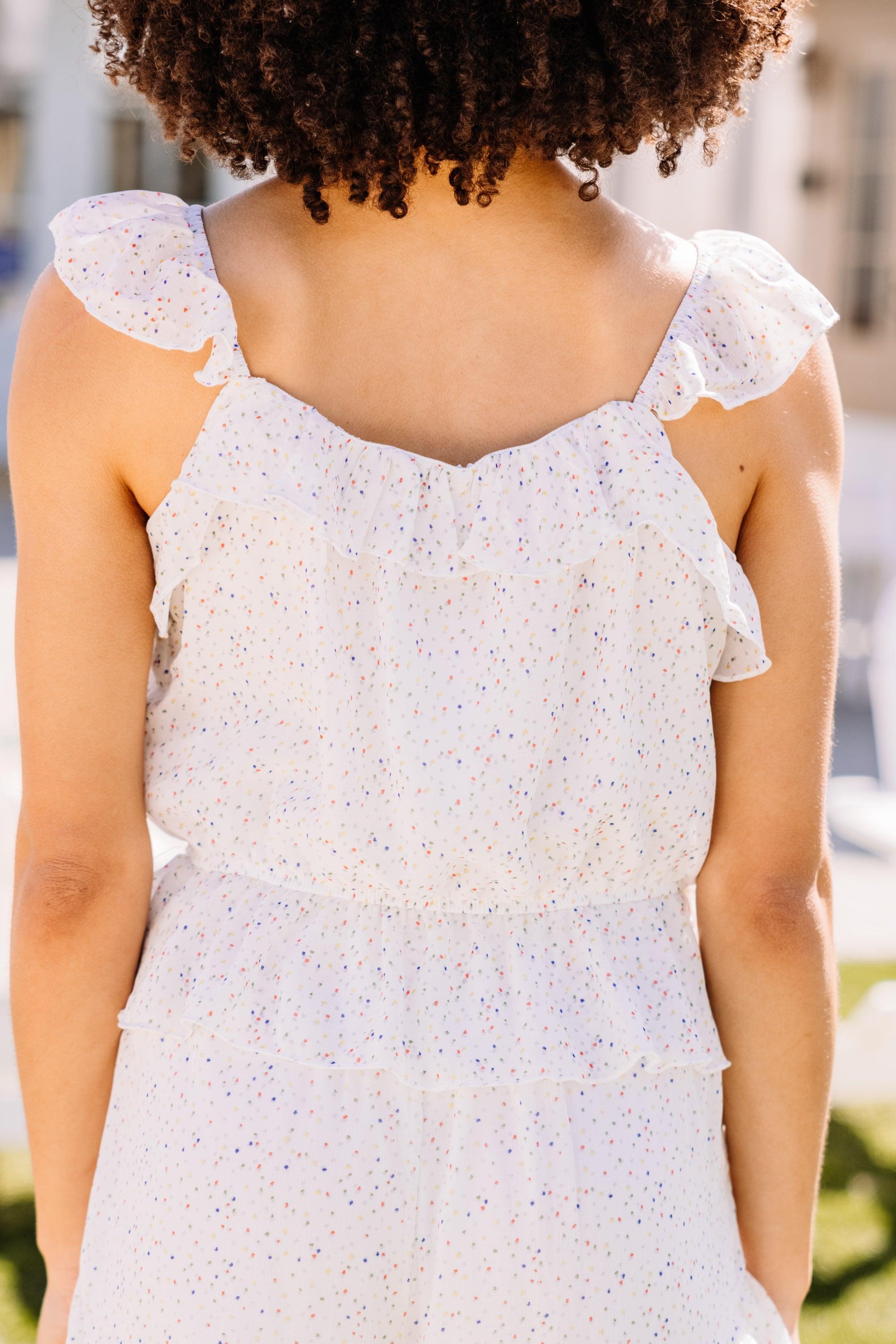 She's Got A Way Ivory White Polka Dot Tank Female Product Image