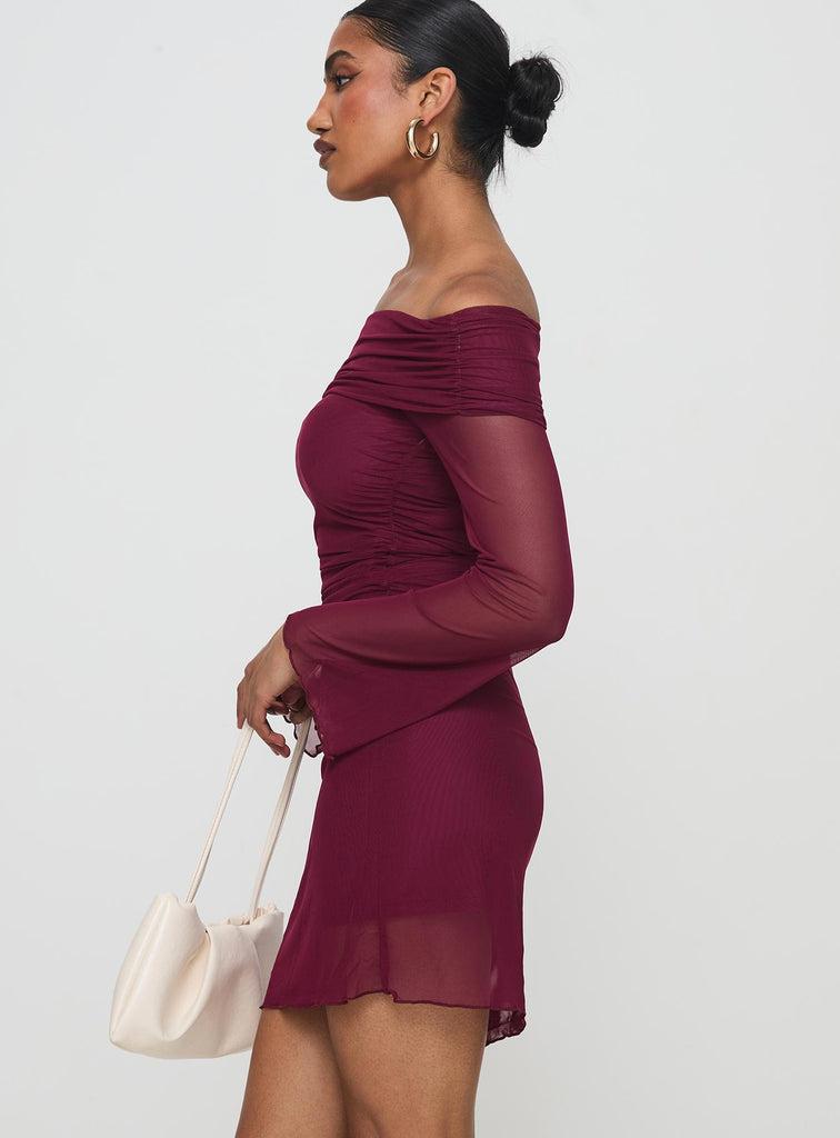 Consideration Mini Dress Burgundy Product Image