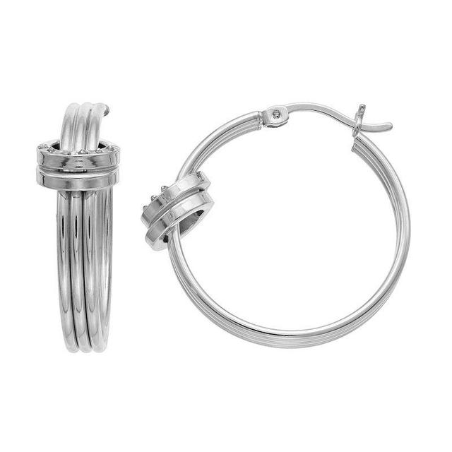 Diamond Mystique Platinum Over Silver Hoop Earrings, Womens, Grey Product Image