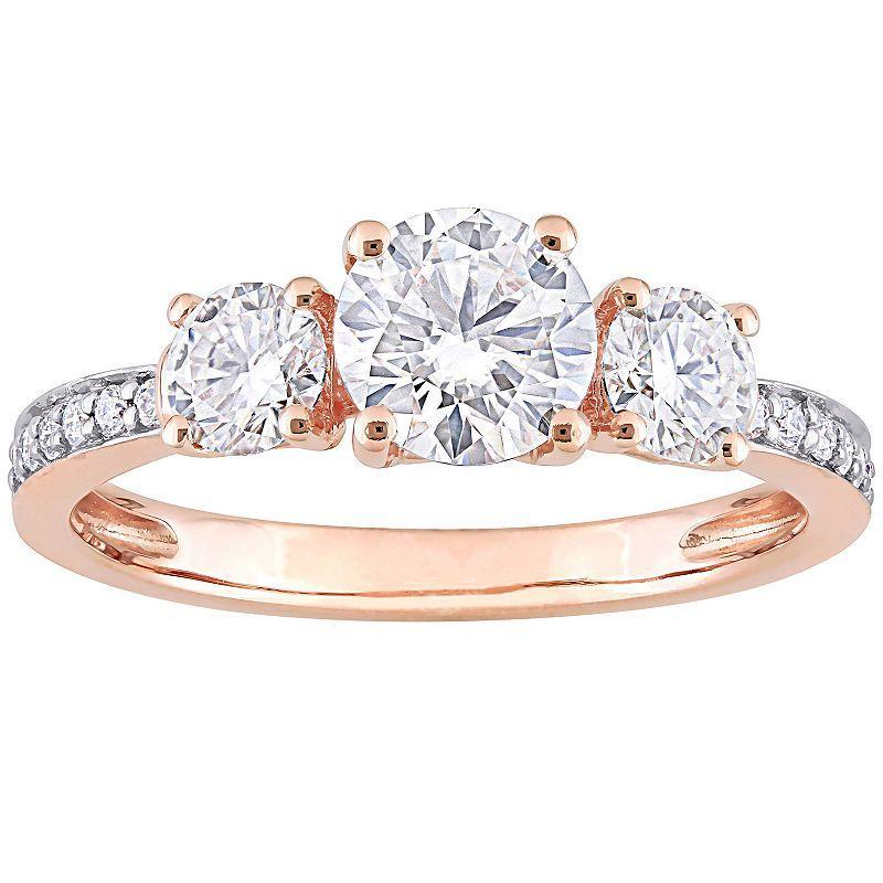 Stella Grace 10k Rose Gold Lab-Created Moissanite 3-Stone Engagement Ring, Womens Product Image