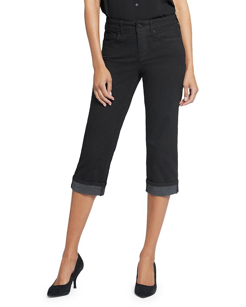 Nydj Petite Marilyn Cuffed Cropped Straight Jeans in Black & Optic White Product Image