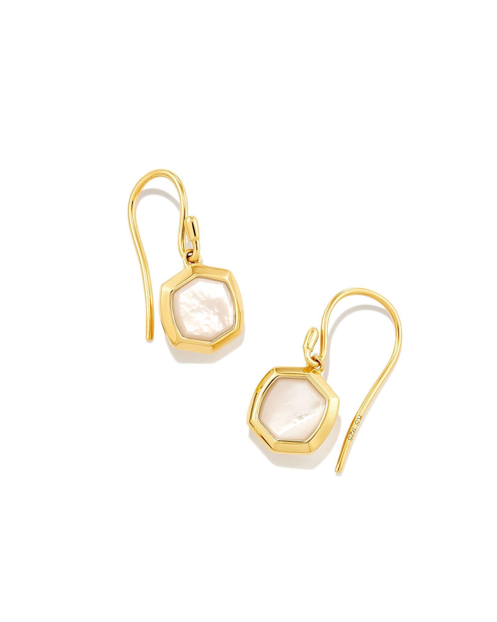 Kendra Scott Davis Sterling Silver Small Drop Earrings in Ivory Mother-Of-Pearl | Mother Of Pearl Product Image