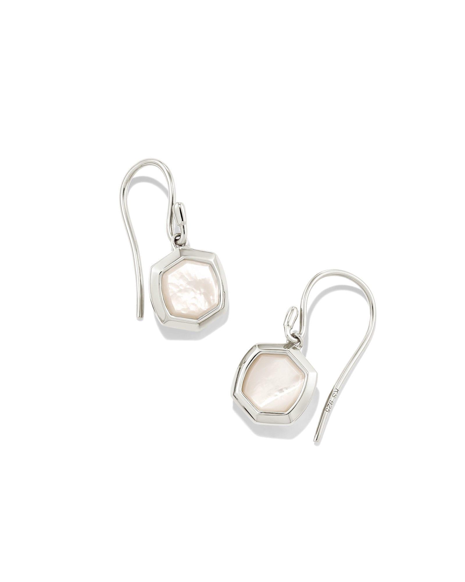 Scott Davis Sterling Silver Small Drop Earrings in Ivory Mother-Of-Pearl Product Image