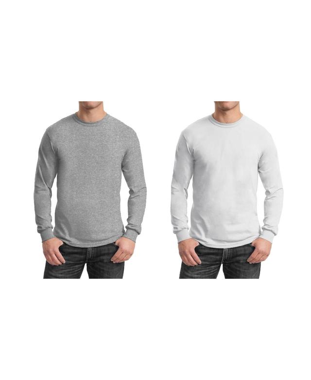 Galaxy By Harvic Mens 2-Pack Egyptian Cotton-Blend Long Sleeve Crew Neck Tee - Charcoal Product Image