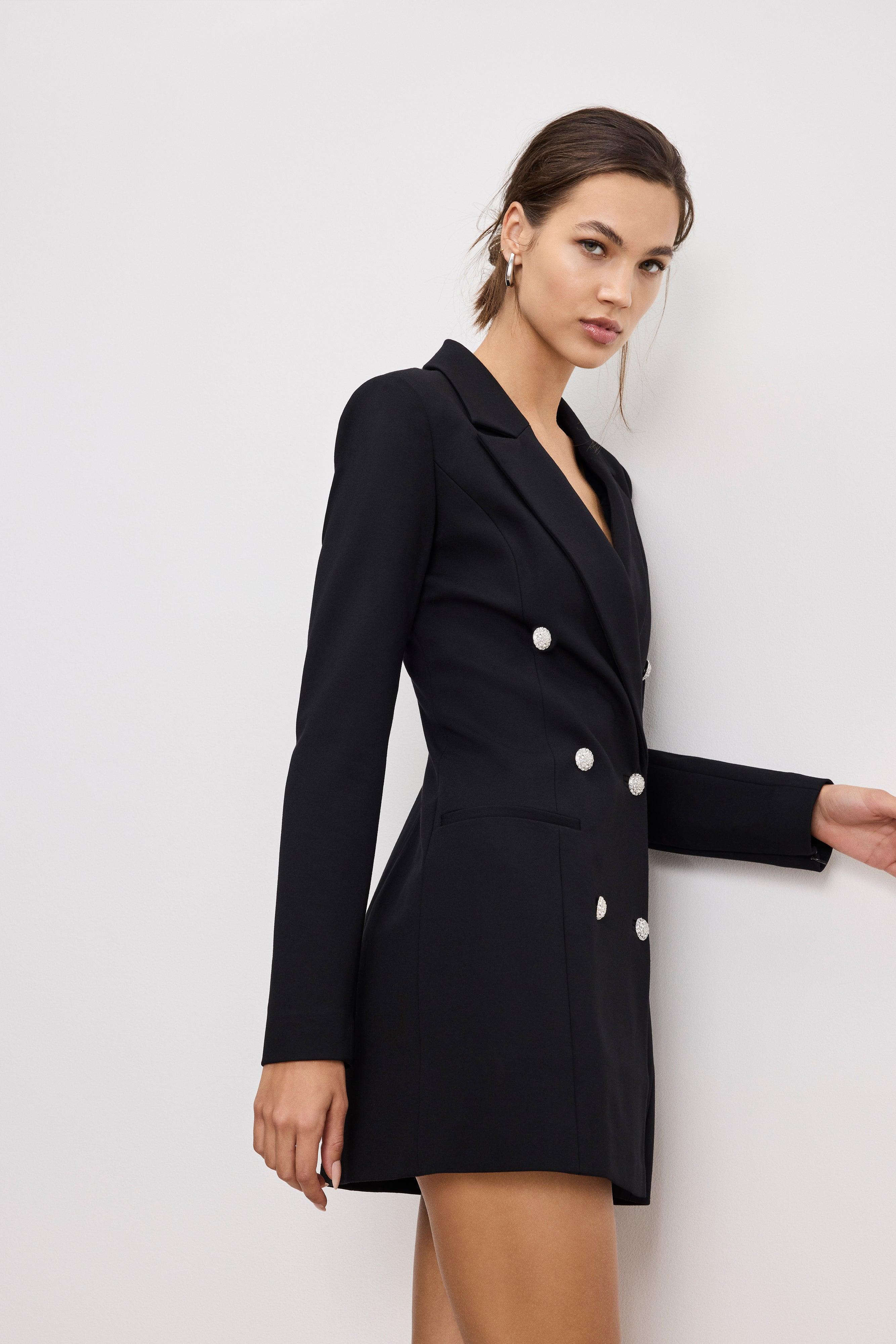 PONTE EMBELLISHED BLAZER DRESS | BLACK001 Product Image