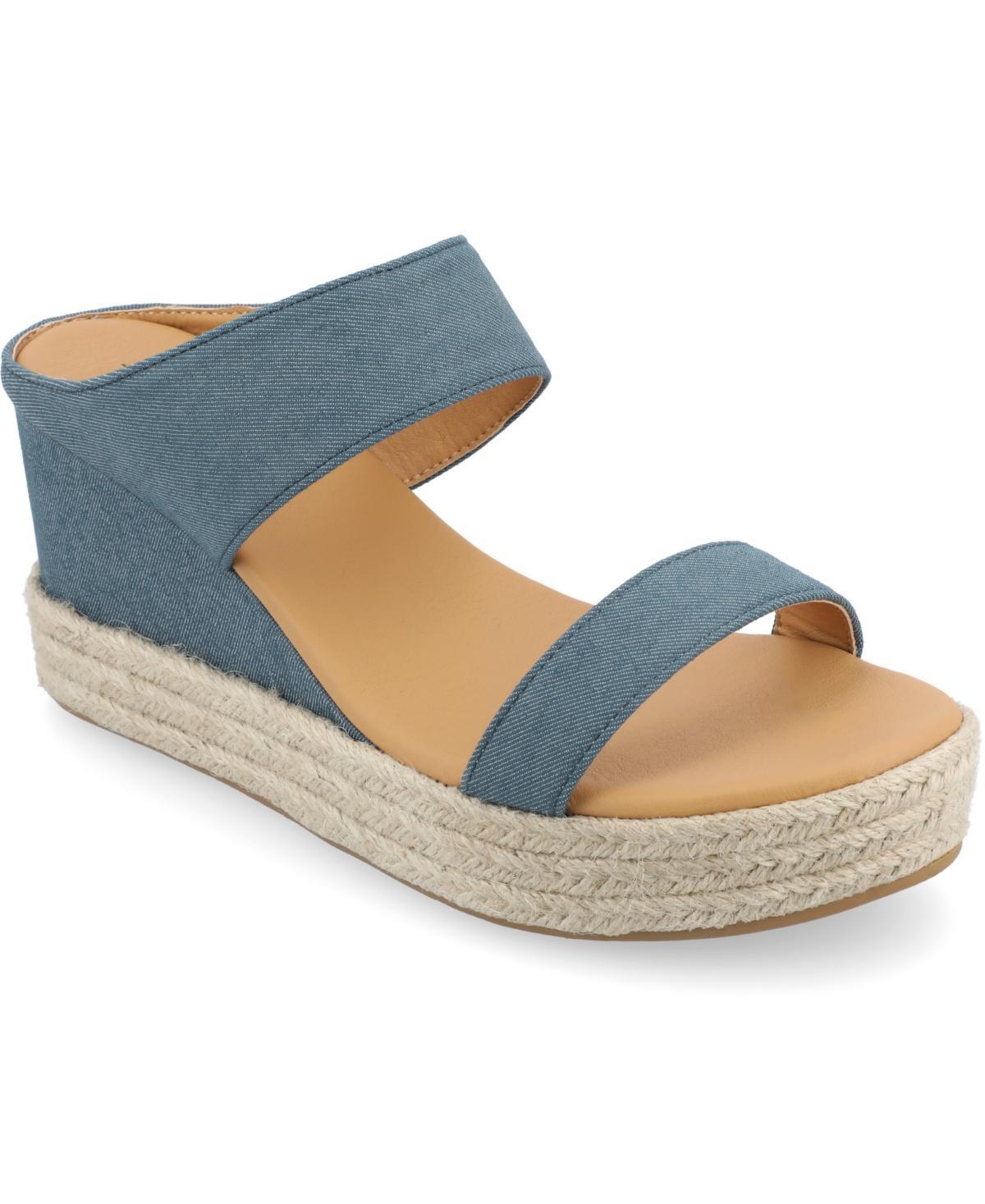 Journee Collection Alissa Womens Wedge Sandals Blue Product Image