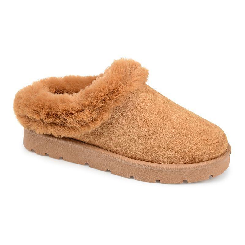 Journee Collection Whisp Womens Faux-Fur Trim Slippers Product Image