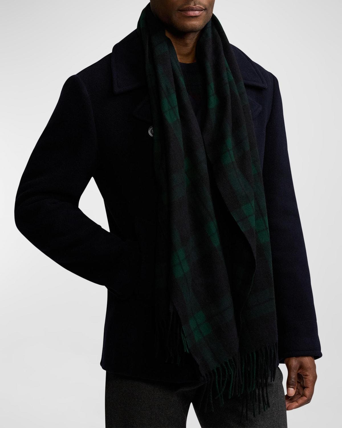 Men's Plaid Cashmere Fringe Scarf Product Image