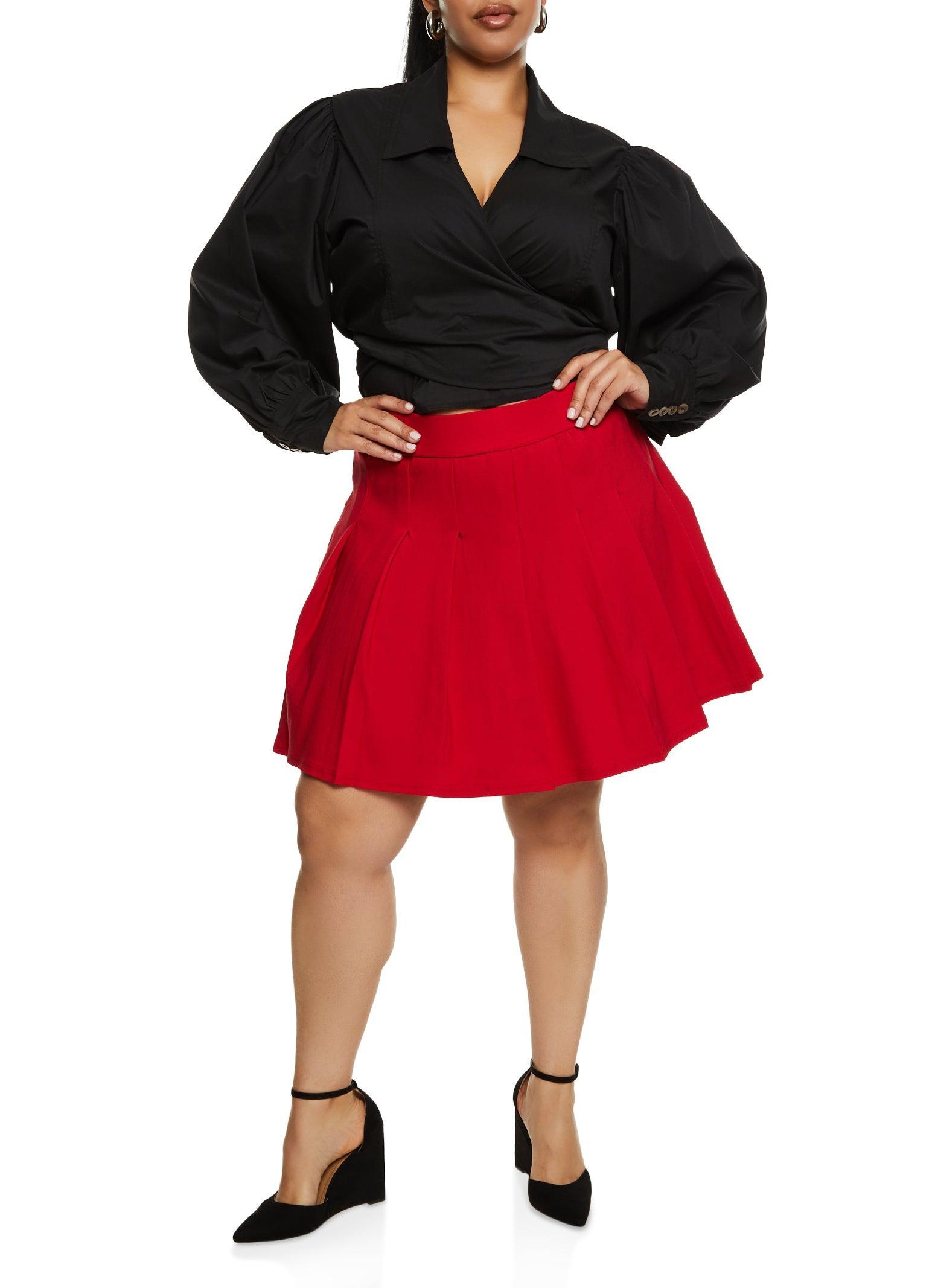 Womens Plus Size Pleated Mini Skirt Product Image