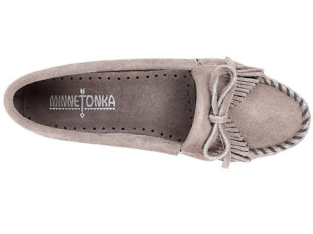 Minnetonka Kilty Suede Moc (Medium Grey Suede) Women's Moccasin Shoes Product Image