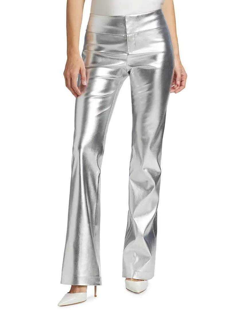 Olivia Metallic Faux Leather Boot-Cut Pants Product Image