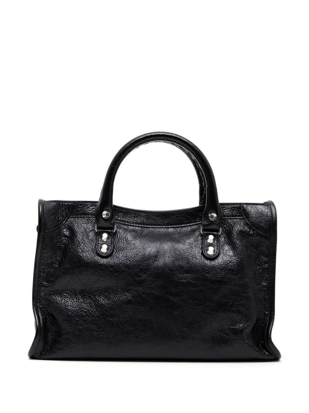 Small Le City Leather Tote Bag In Black Product Image