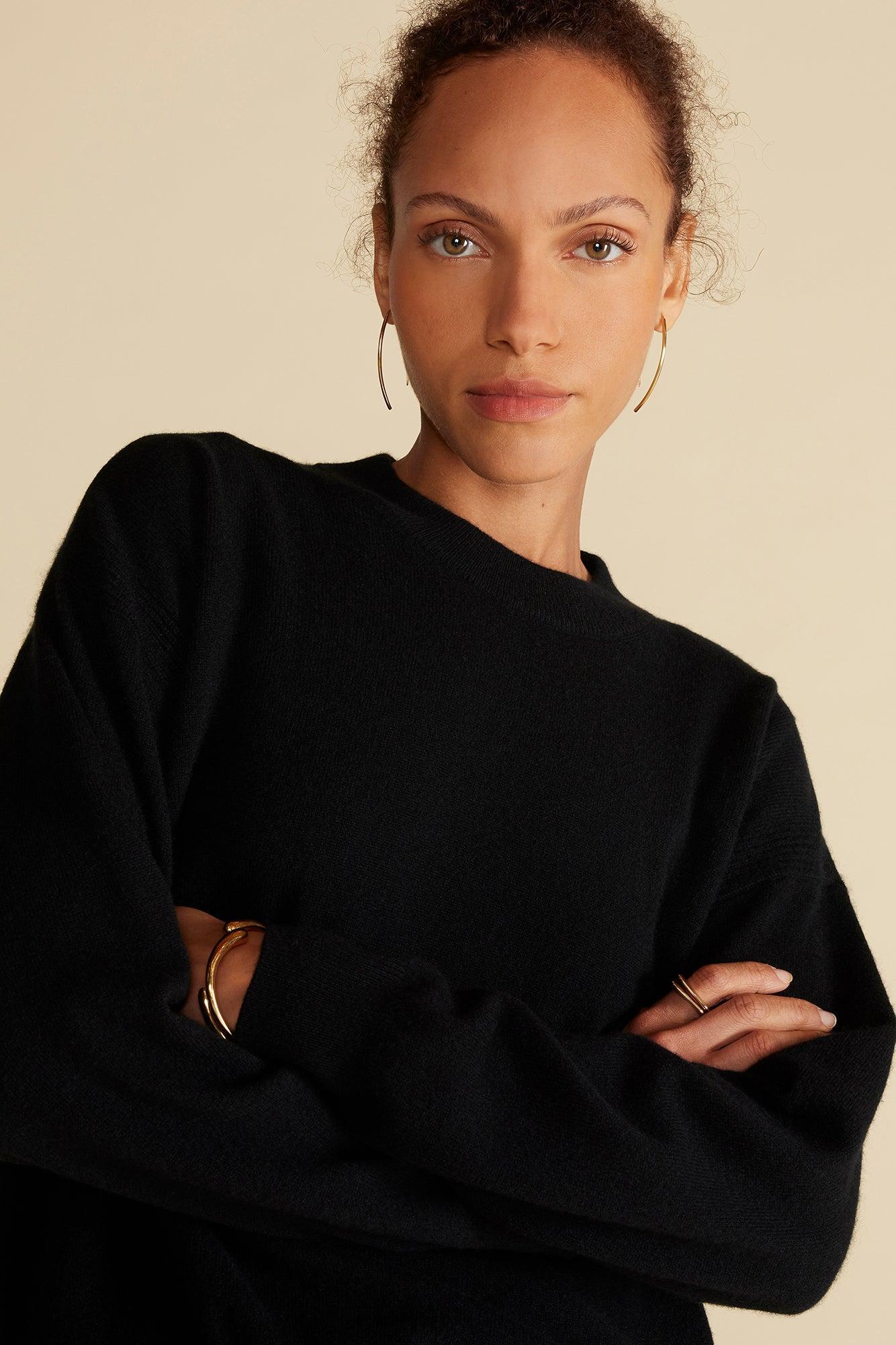 Pearl Cashmere Sweater - Licorice Black Product Image