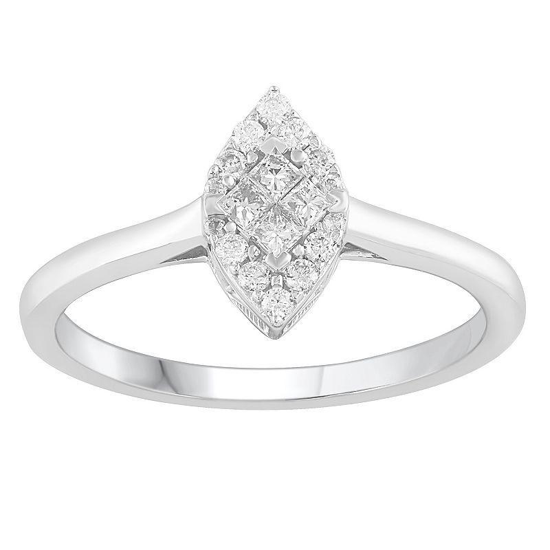 10k White Gold 1/4 Carat T.W. Diamond Marquise Ring, Womens Product Image