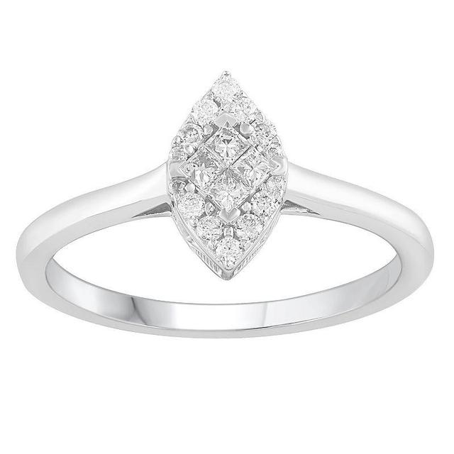 10k White Gold 1/4 Carat T.W. Diamond Marquise Ring, Womens 10k Whgold Product Image