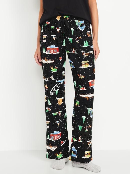 Mid-Rise Printed Flannel Pajama Pants Product Image