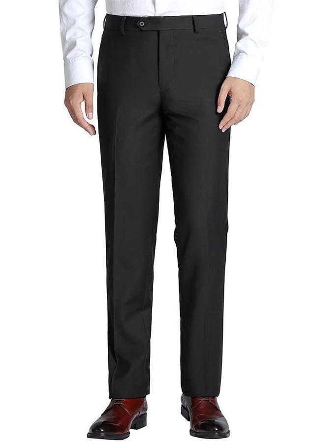 Black Dress Pants Regular Leg Flat Front Pre-Hemmed Product Image