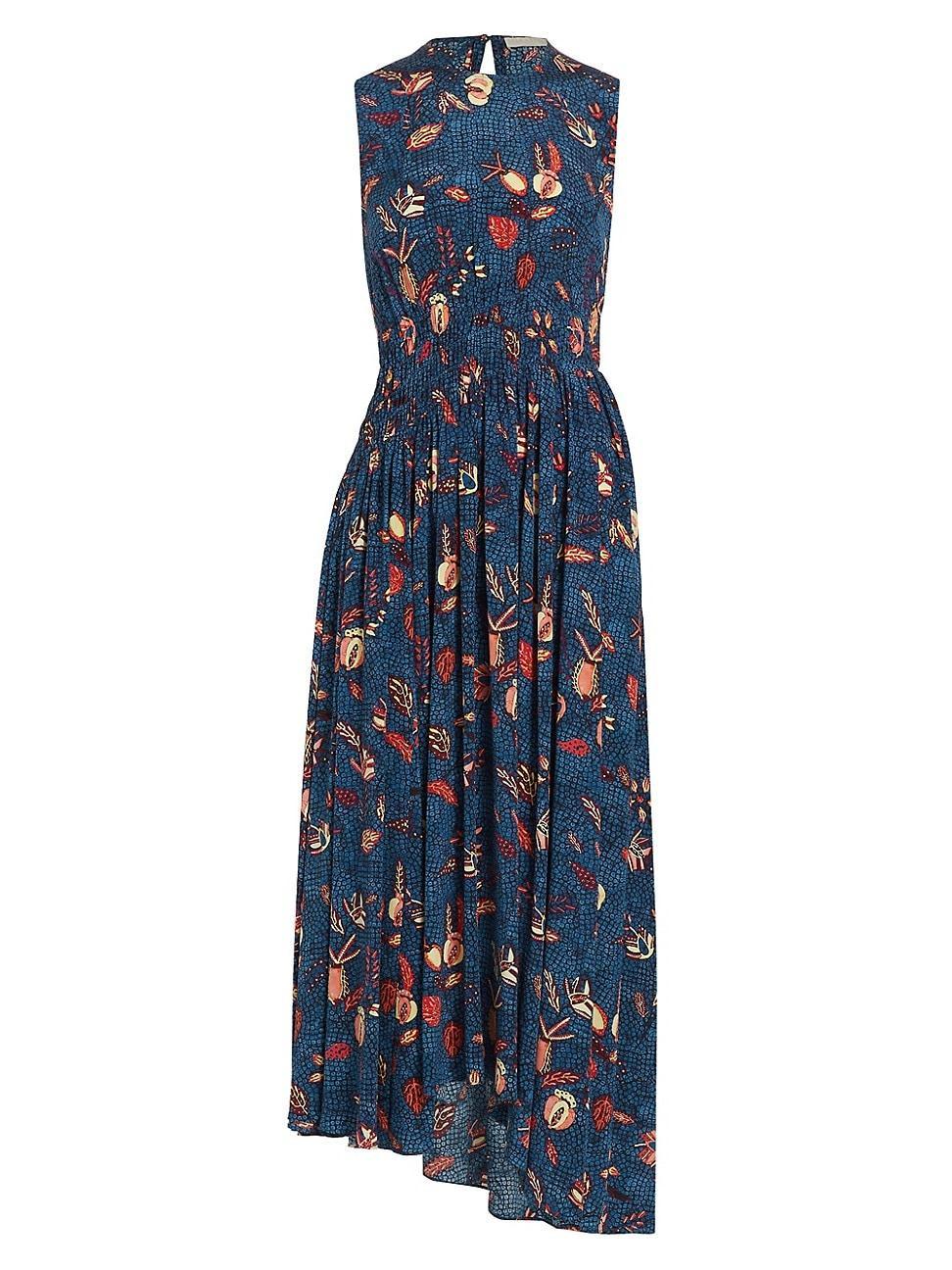 Womens Luca Printed Silk Midi-Dress Product Image