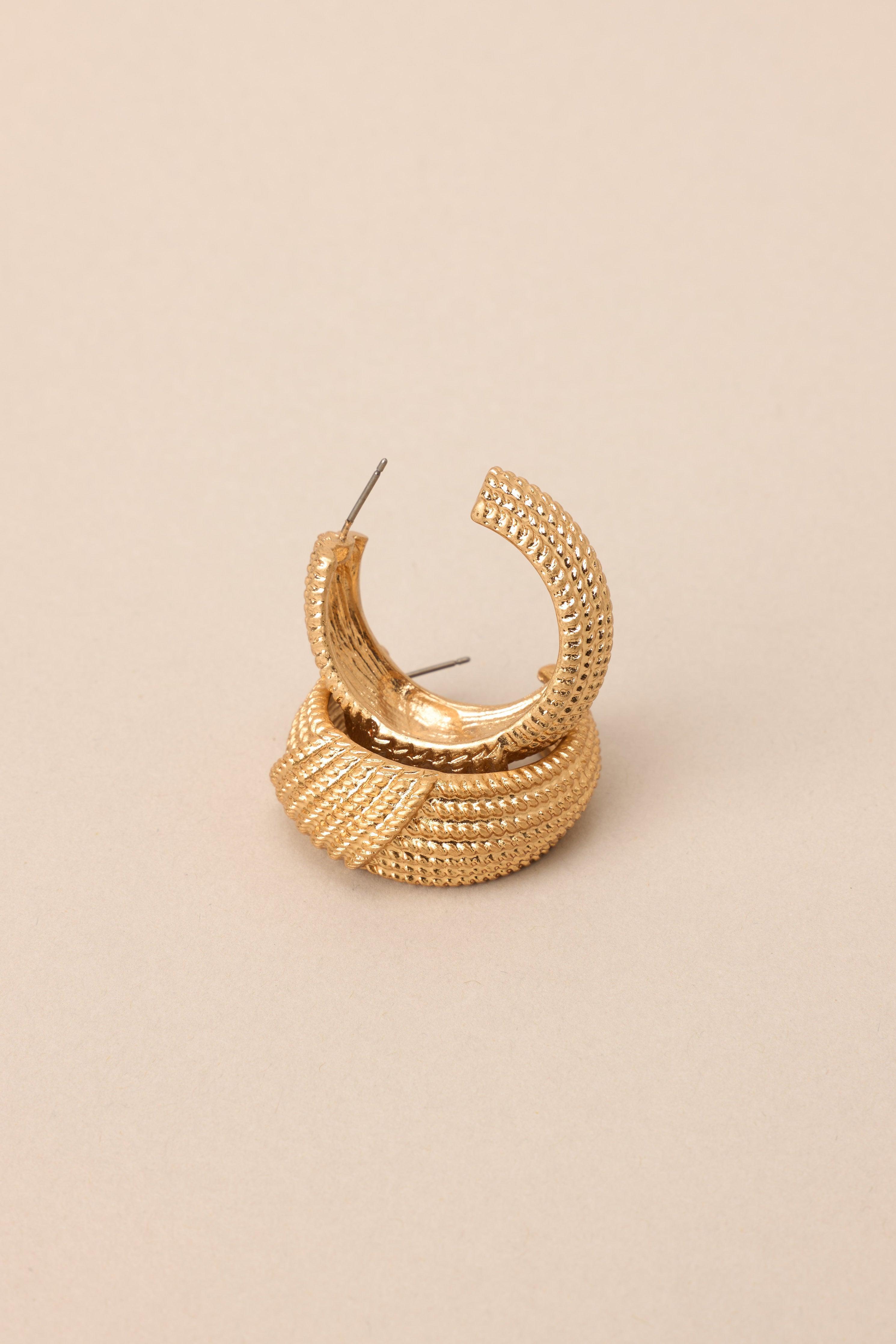 This Life Textured Vintage Gold Hoop Earrings Product Image