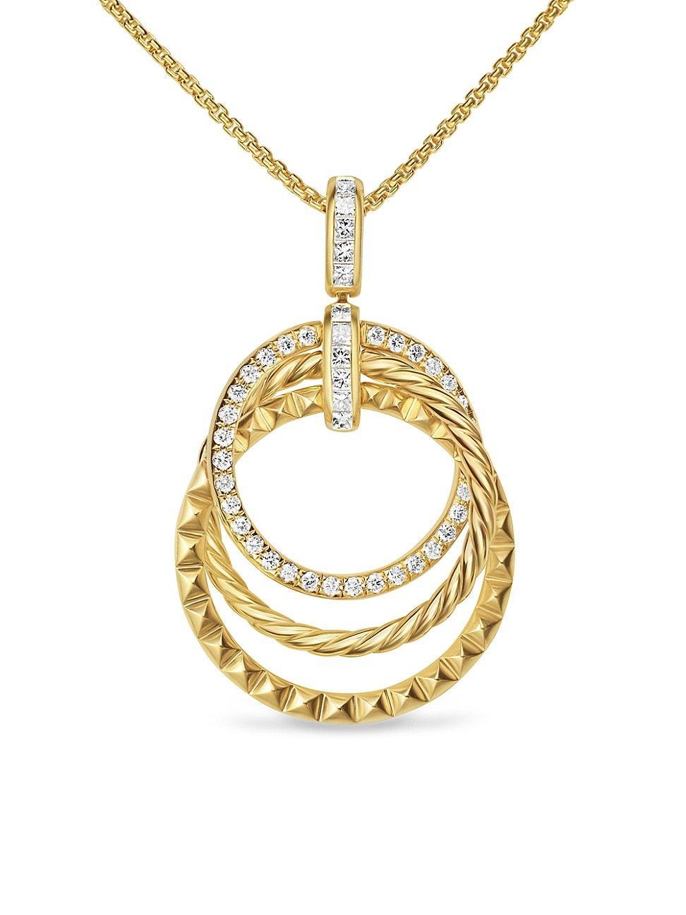 Womens Crossover Trio Pendant Necklace in 18K Yellow Gold with Diamonds, 24MM Product Image