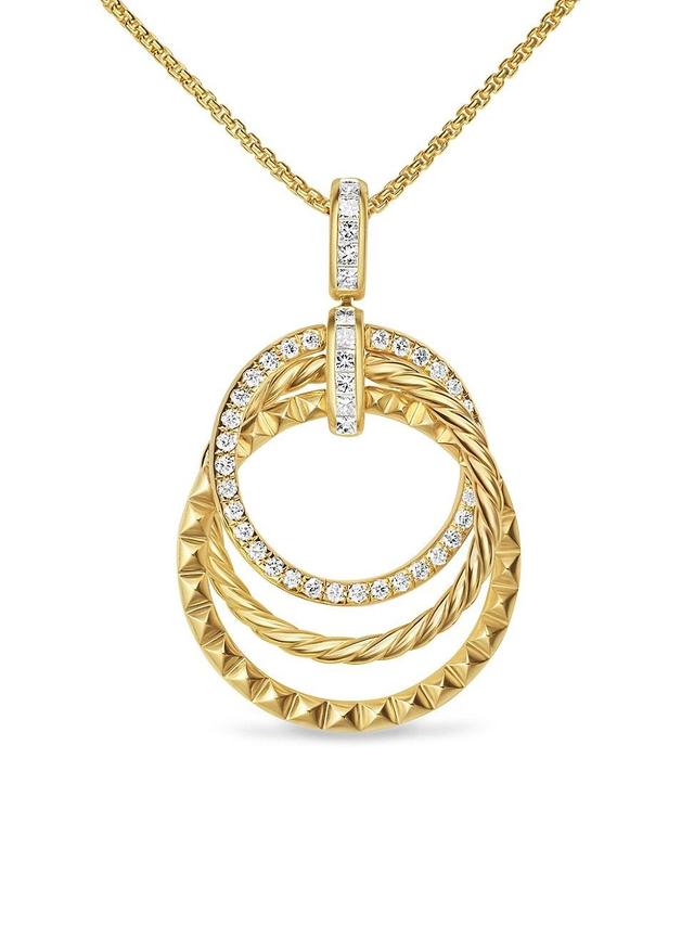 Womens Crossover Trio Pendant Necklace in 18K Yellow Gold with Diamonds, 24MM Product Image