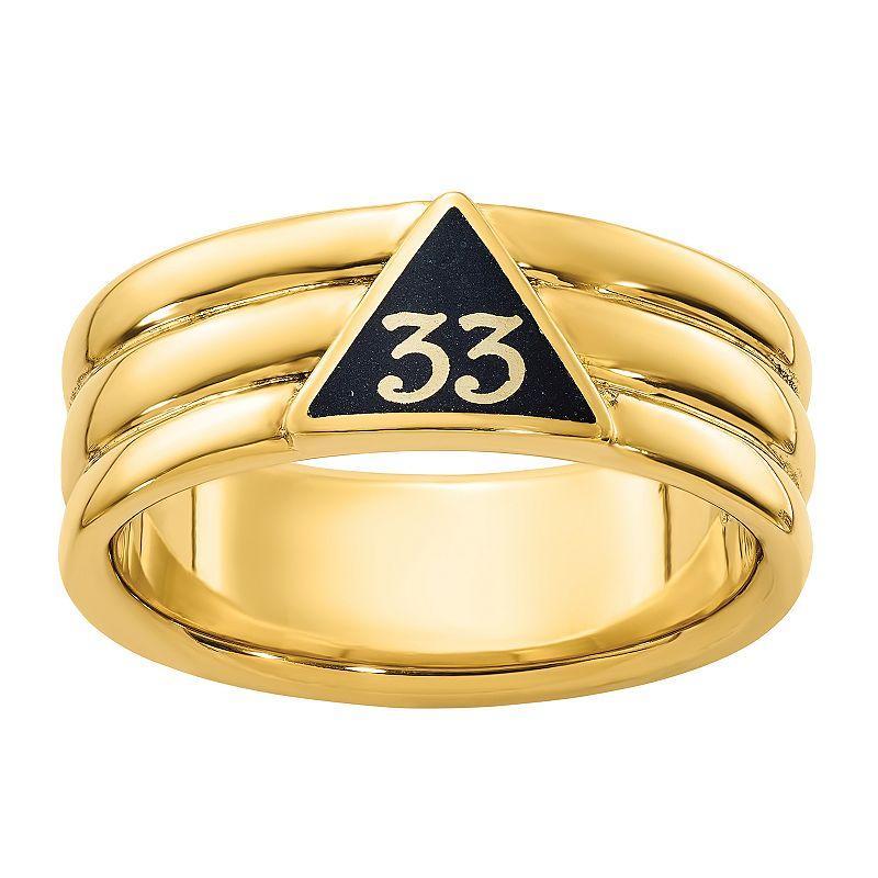 Masonic Collection Mens 10k Gold Black Enamel 33rd Degree Masonic Ring Product Image