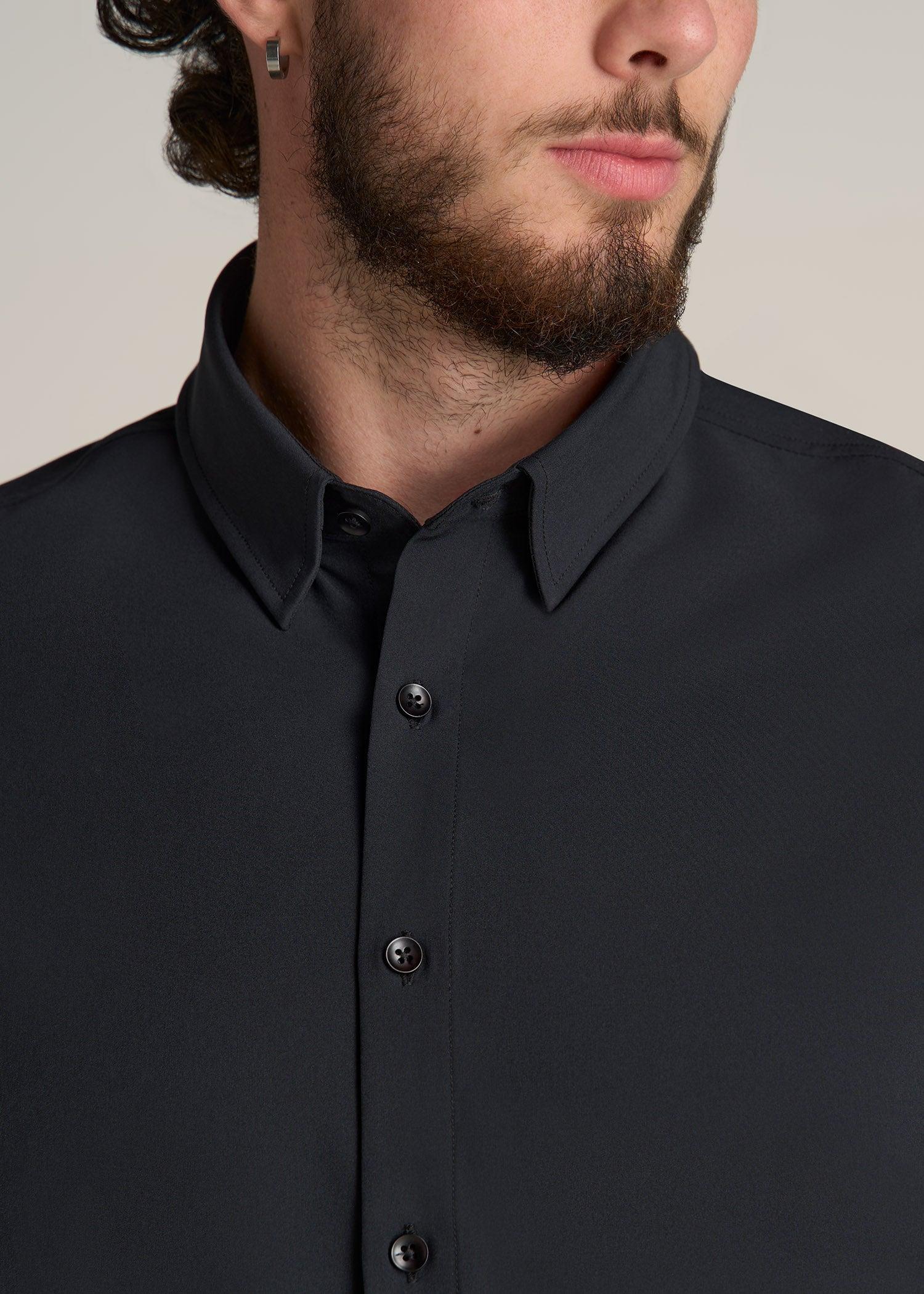 Traveler Stretch Dress Shirt for Tall Men in Black Product Image