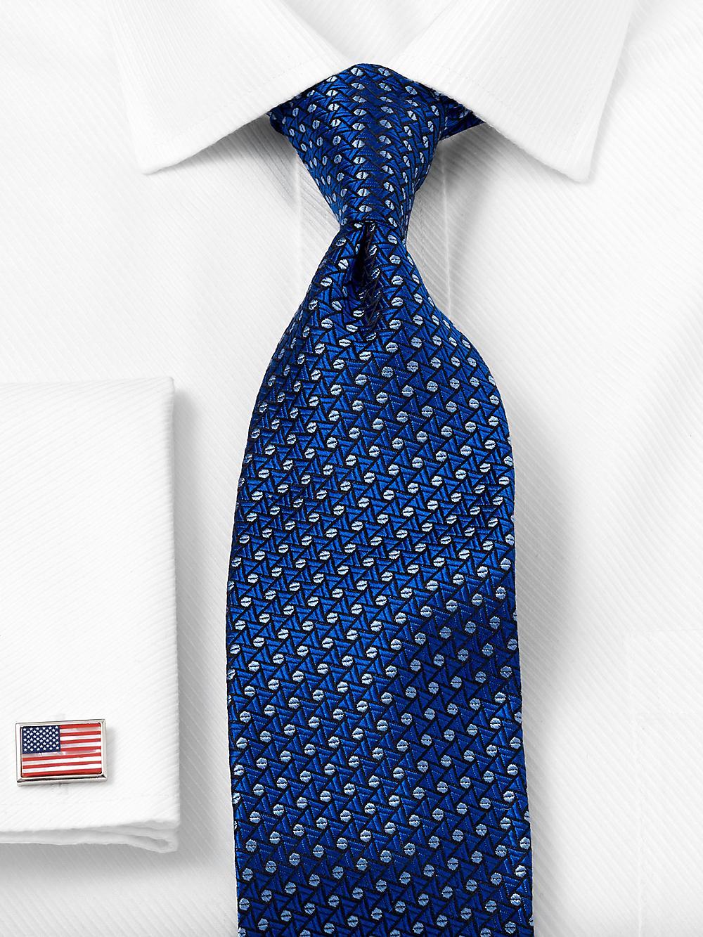 Geometric Woven Silk Tie - Blue Product Image