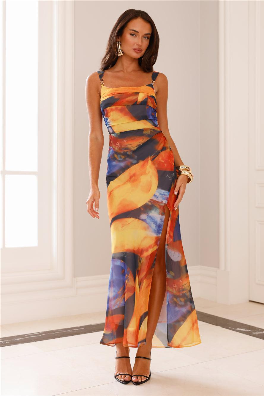 Silhouette Sky Midi Dress Orange Product Image