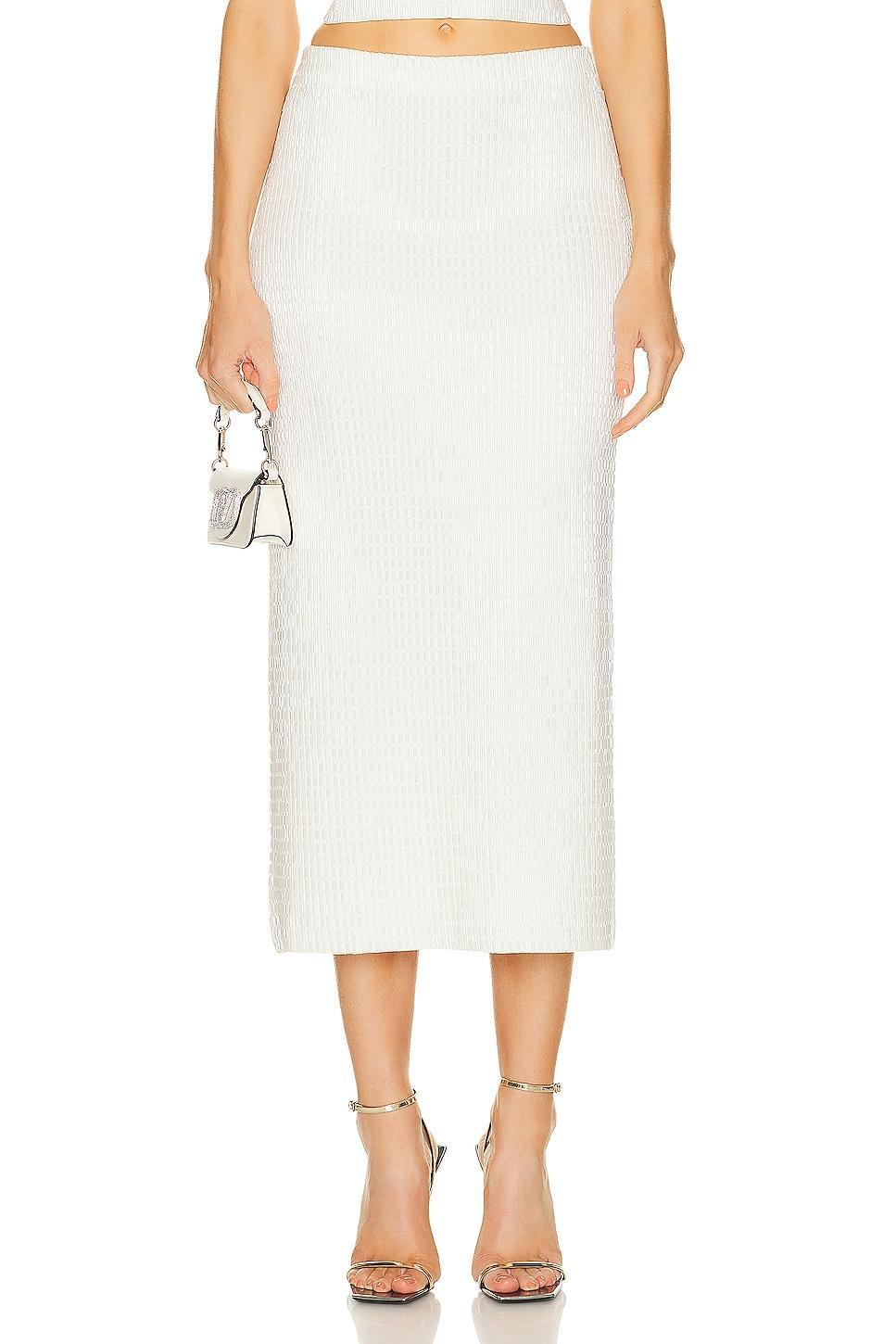 SIMKHAI Ellison Midi Skirt Ivory. (also in L, S, XS). Product Image